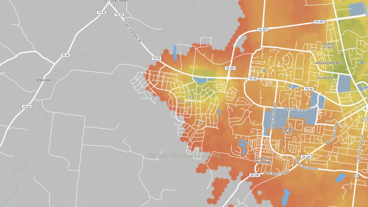 Bike Grade map of Westhaven, Franklin, TN