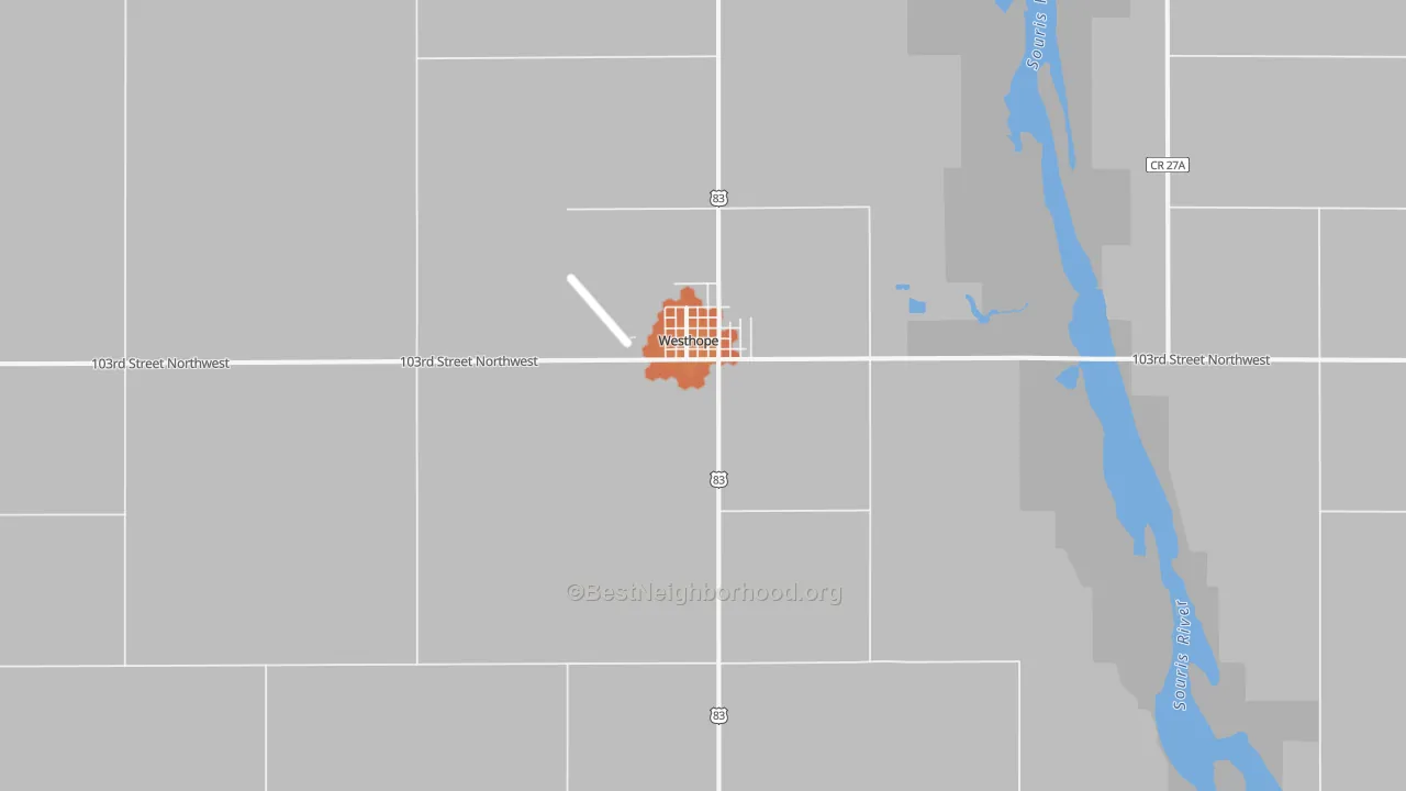 Bike Grade map of Westhope, ND