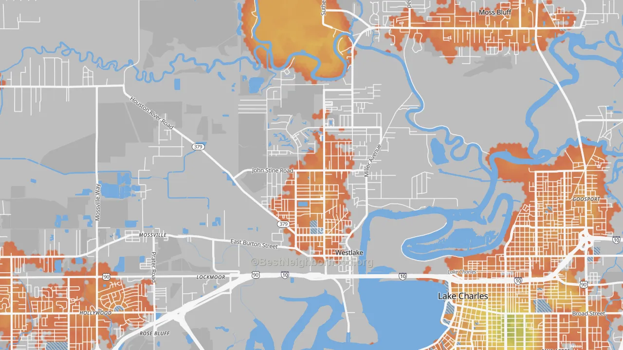 Bike Grade map of Westlake, LA