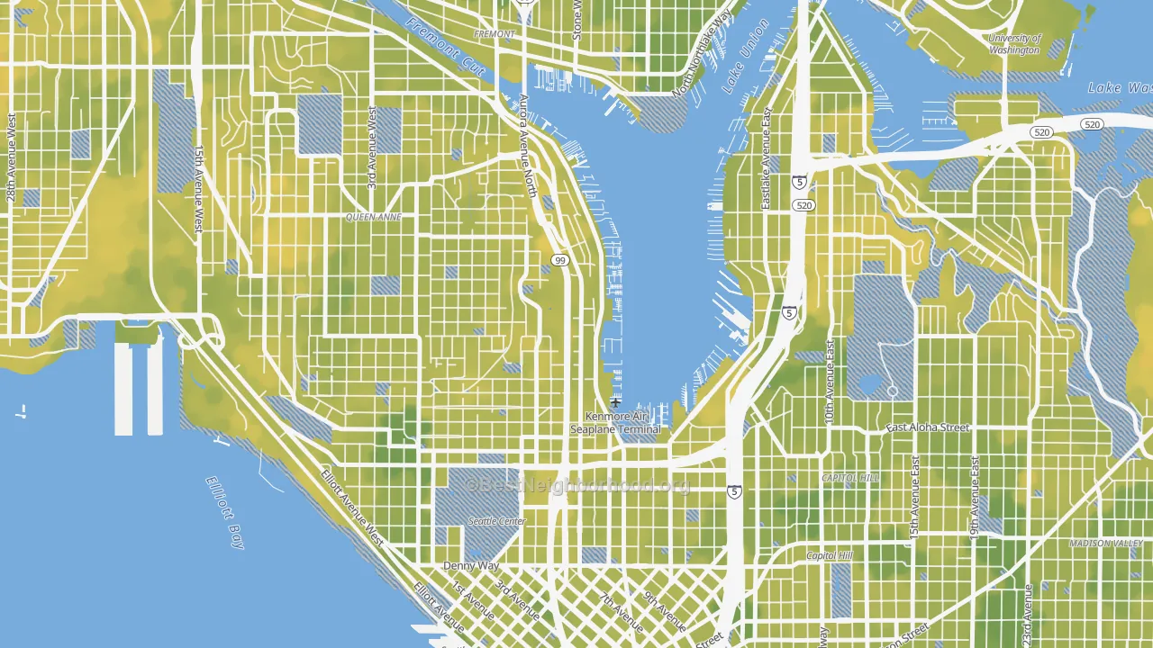 Bike Grade map of Westlake, Seattle, WA