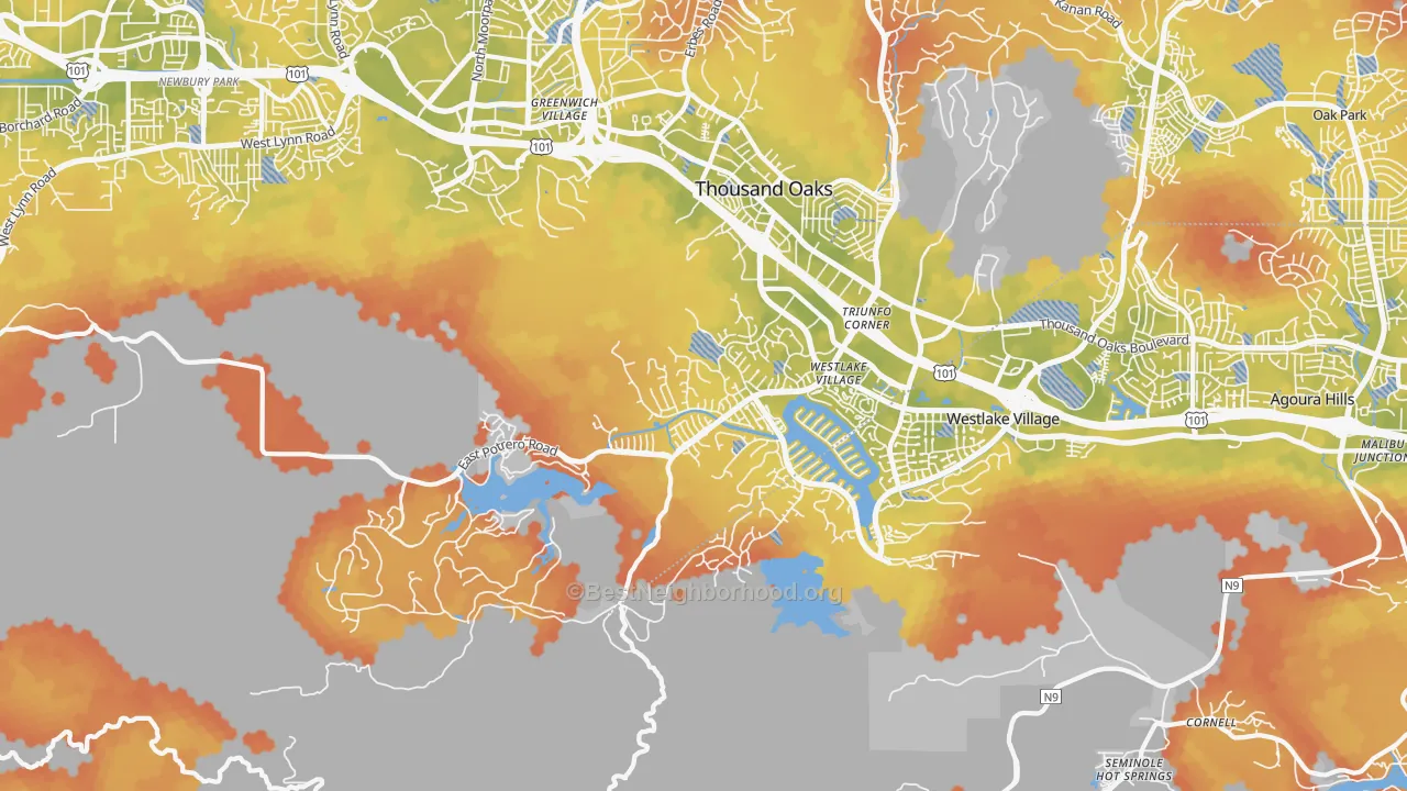Bike Grade map of Westlake Village Area-Los Angeles, Westlake Village, CA