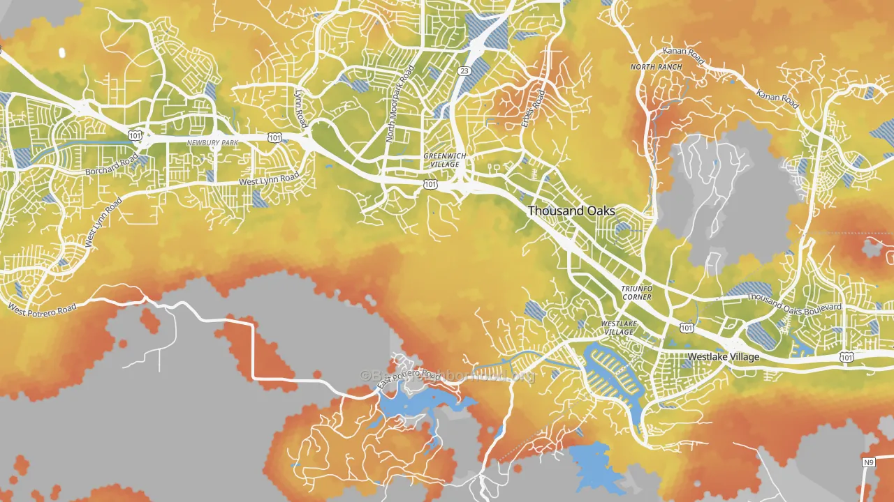 Bike Grade map of Westlake Village, Westlake Village, CA