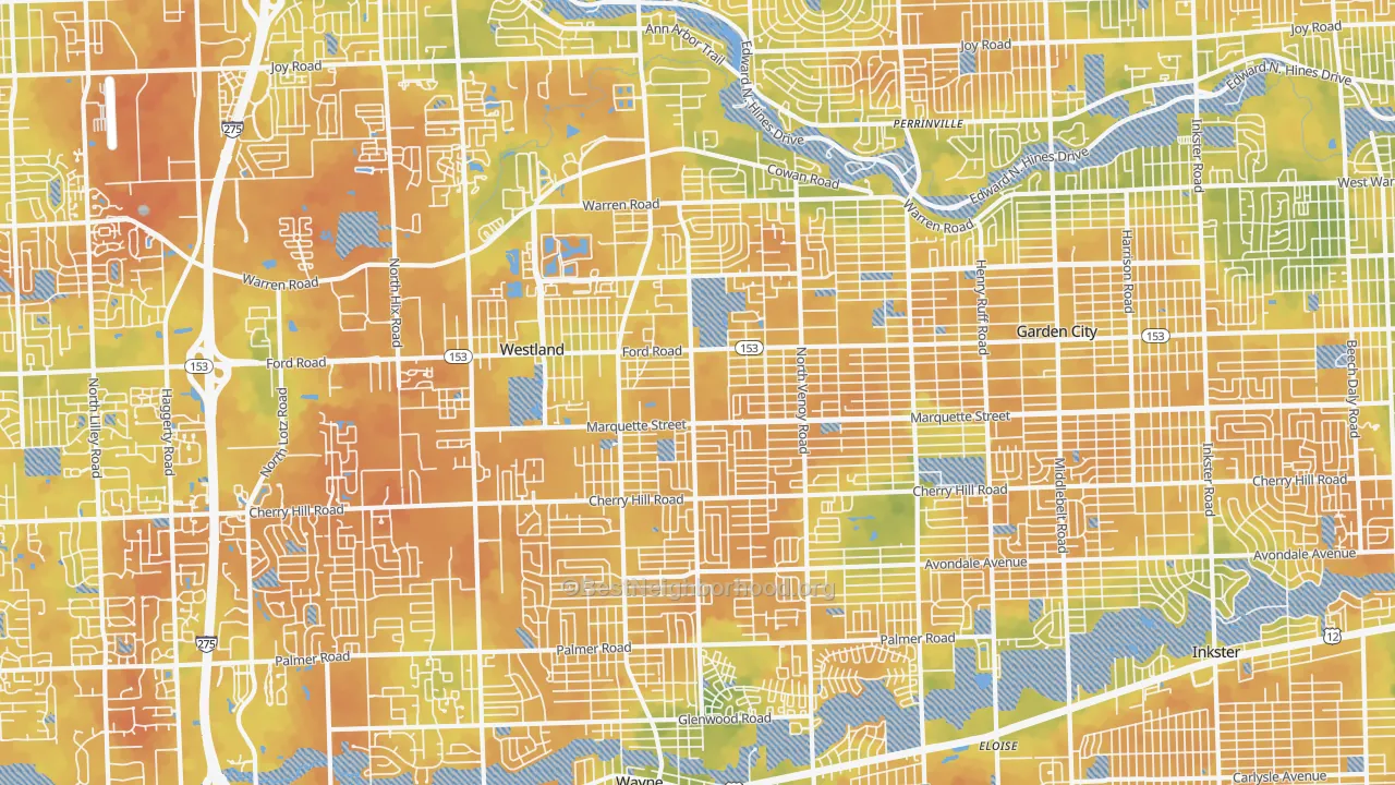 Bike Grade map of Westland, MI