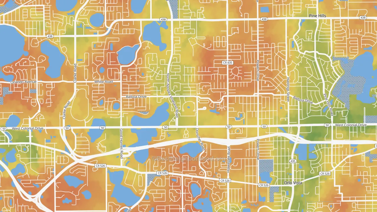 Bike Grade map of Westland Terrace, Pine Hills, FL