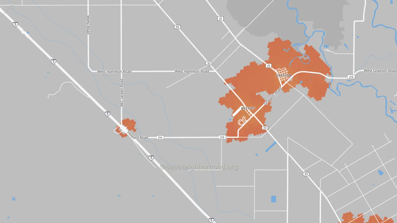 Bike Grade map of Westley, CA