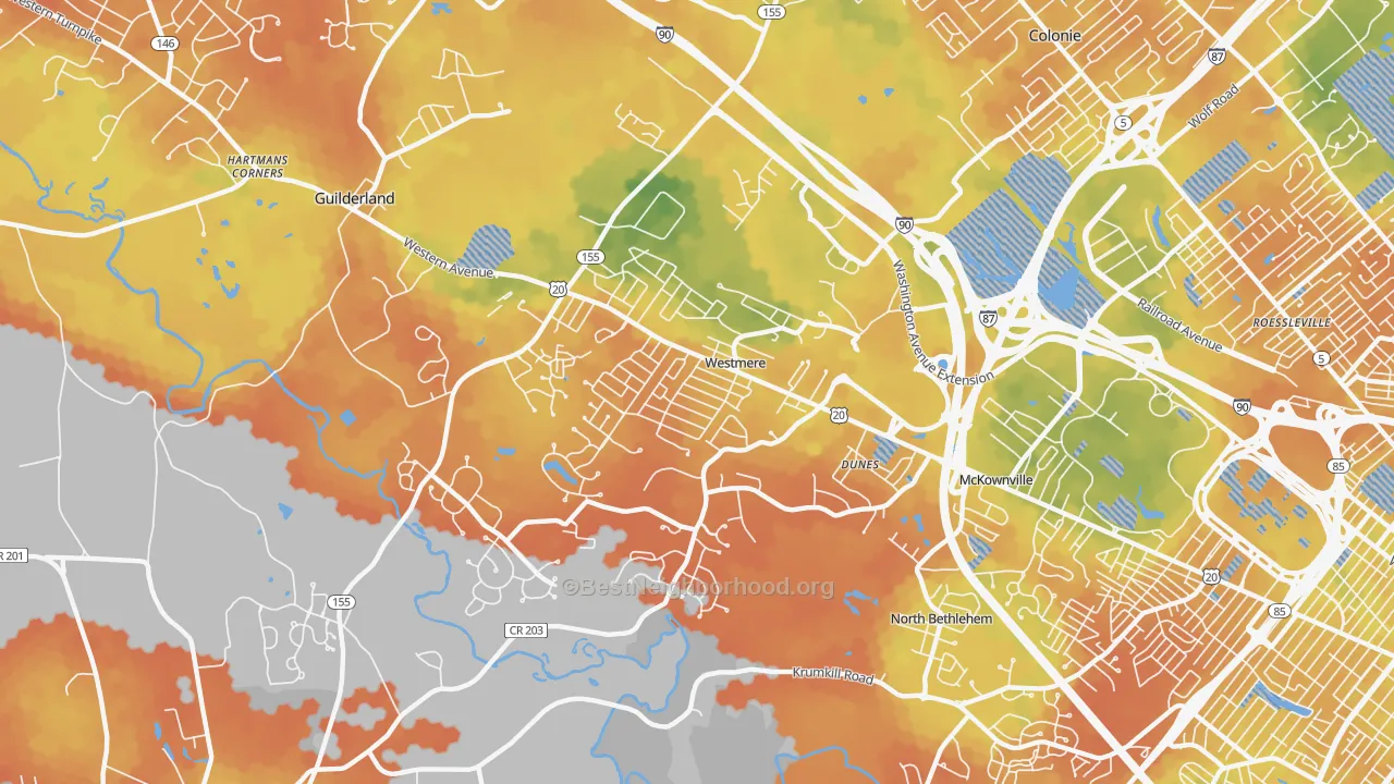 Bike Grade map of Westmere, NY