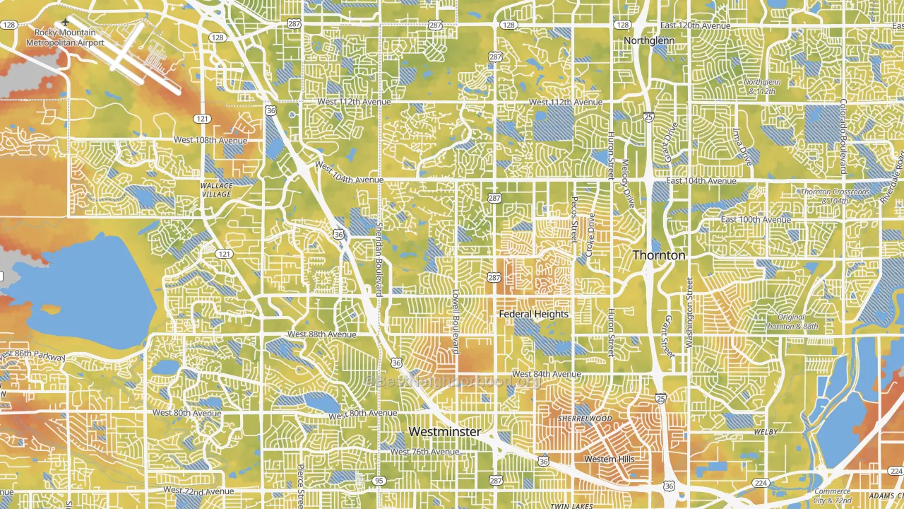 Bike Grade map of Westminster, CO