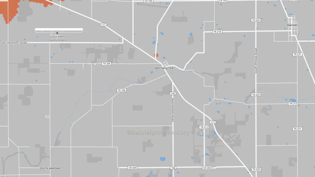 Bike Grade map of Westminster, OH