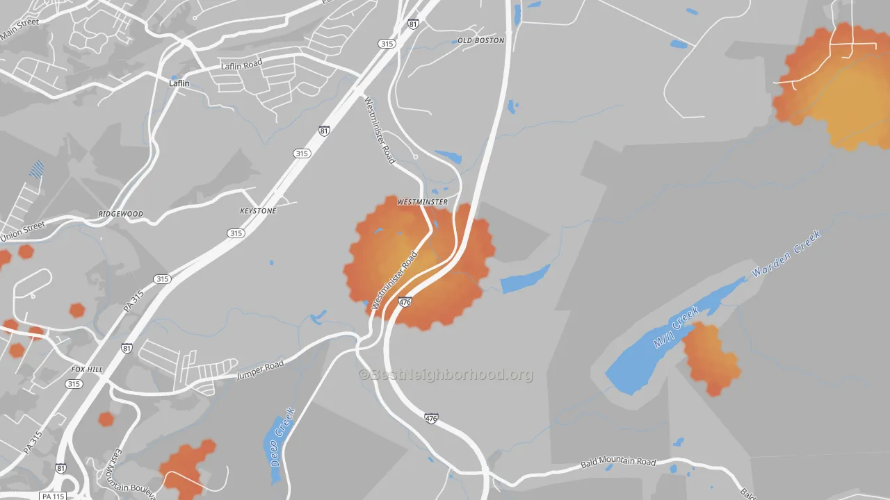 Bike Grade map of Westminster, PA
