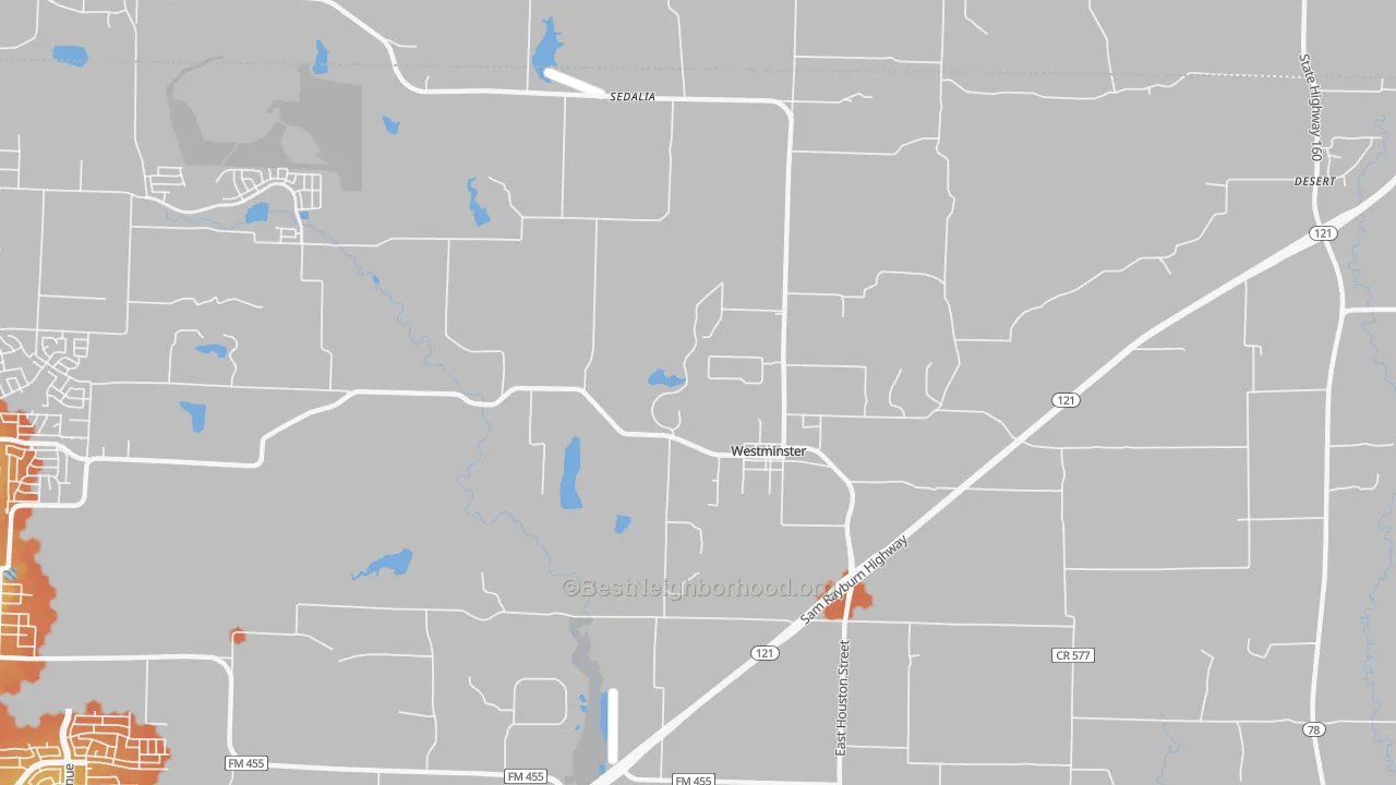 Bike Grade map of Westminster, TX