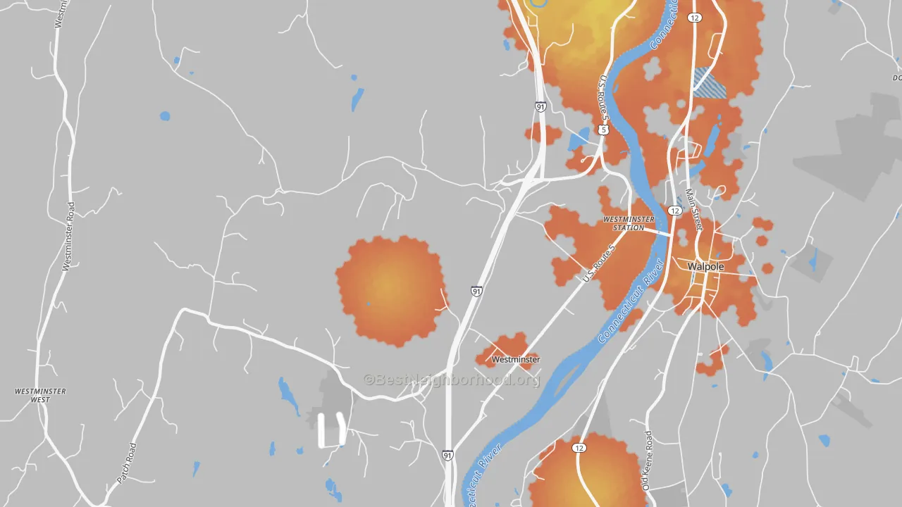 Bike Grade map of Westminster, VT