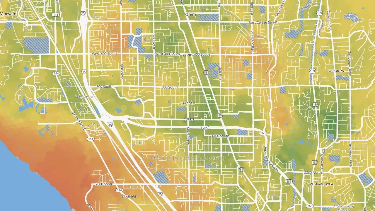 Bike Grade map of Westmore, Orem, UT