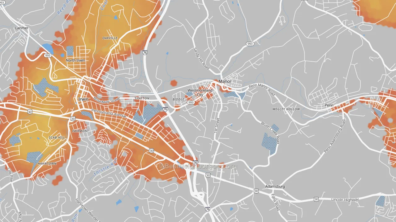 Bike Grade map of Westmoreland City, PA