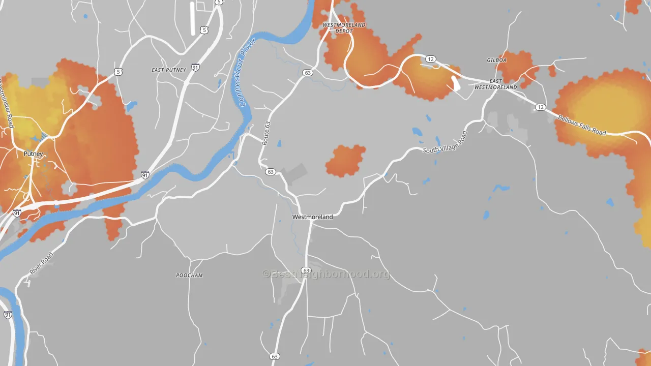 Bike Grade map of Westmoreland, NH