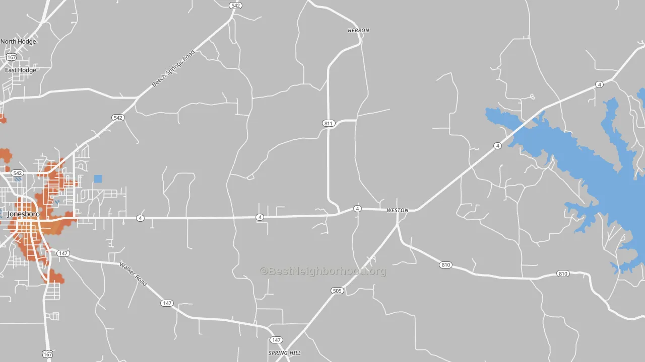 Bike Grade map of Weston, LA