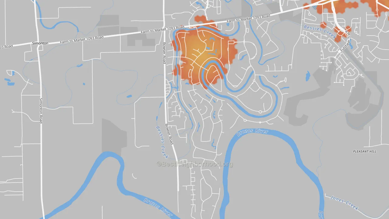 Bike Grade map of Weston Lakes, TX