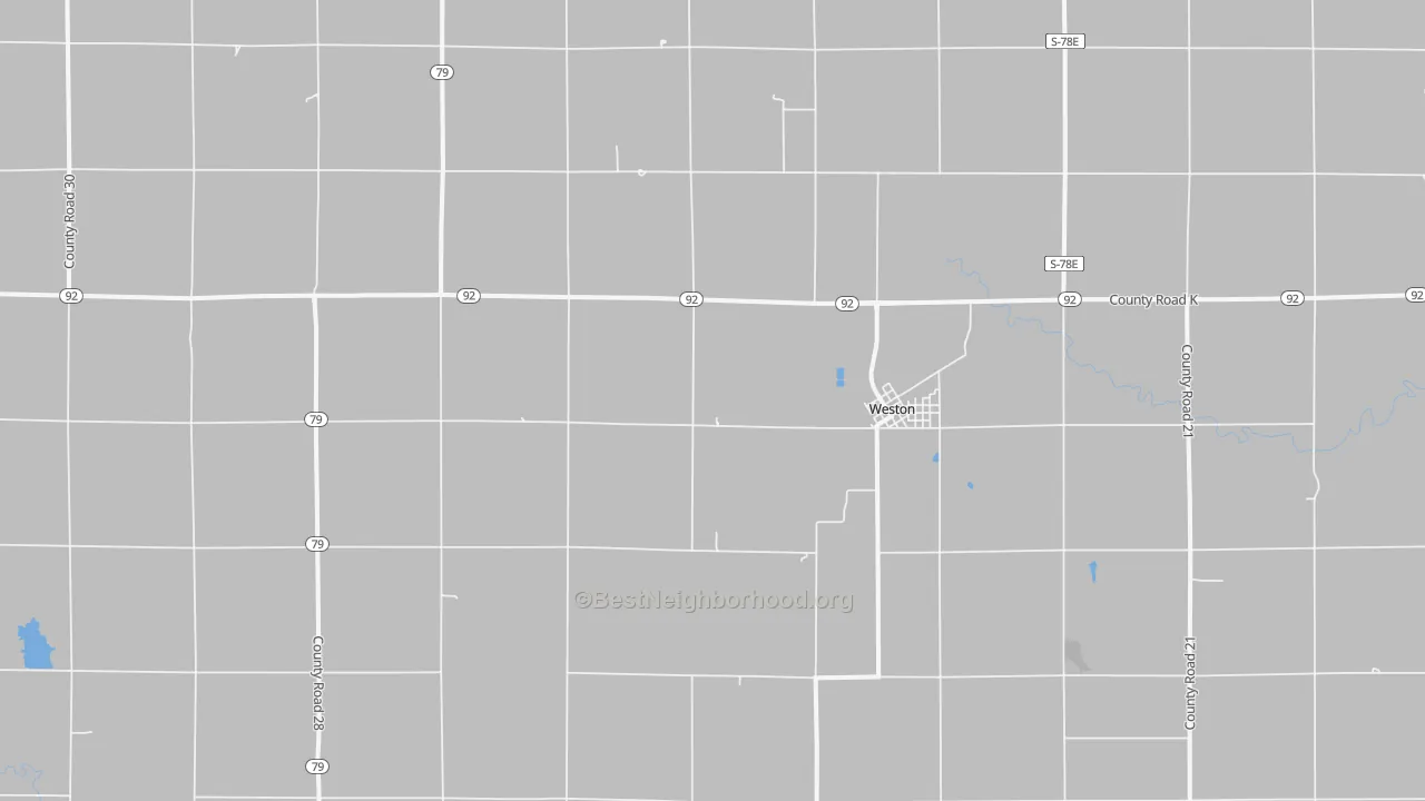 Bike Grade map of Weston, NE