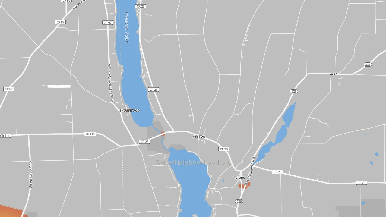 Bike Grade map of Weston, NY