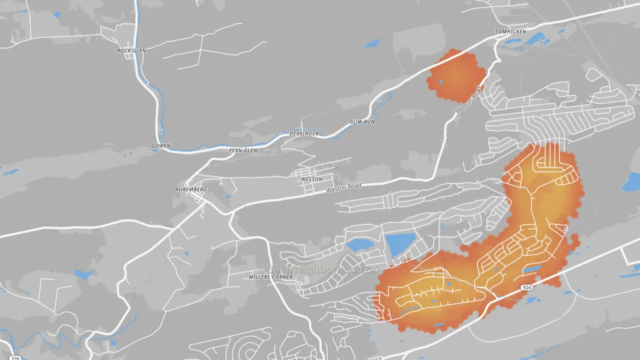Bike Grade map of Weston, PA