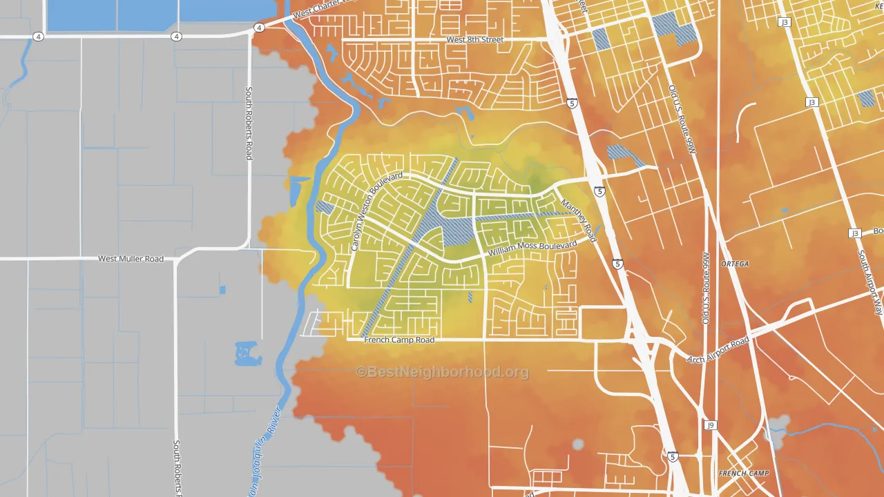 Bike Grade map of Weston Ranch, Stockton, CA