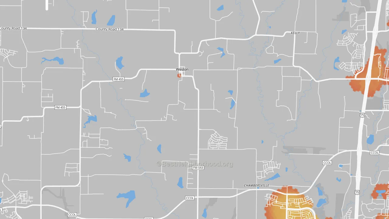 Bike Grade map of Weston, TX