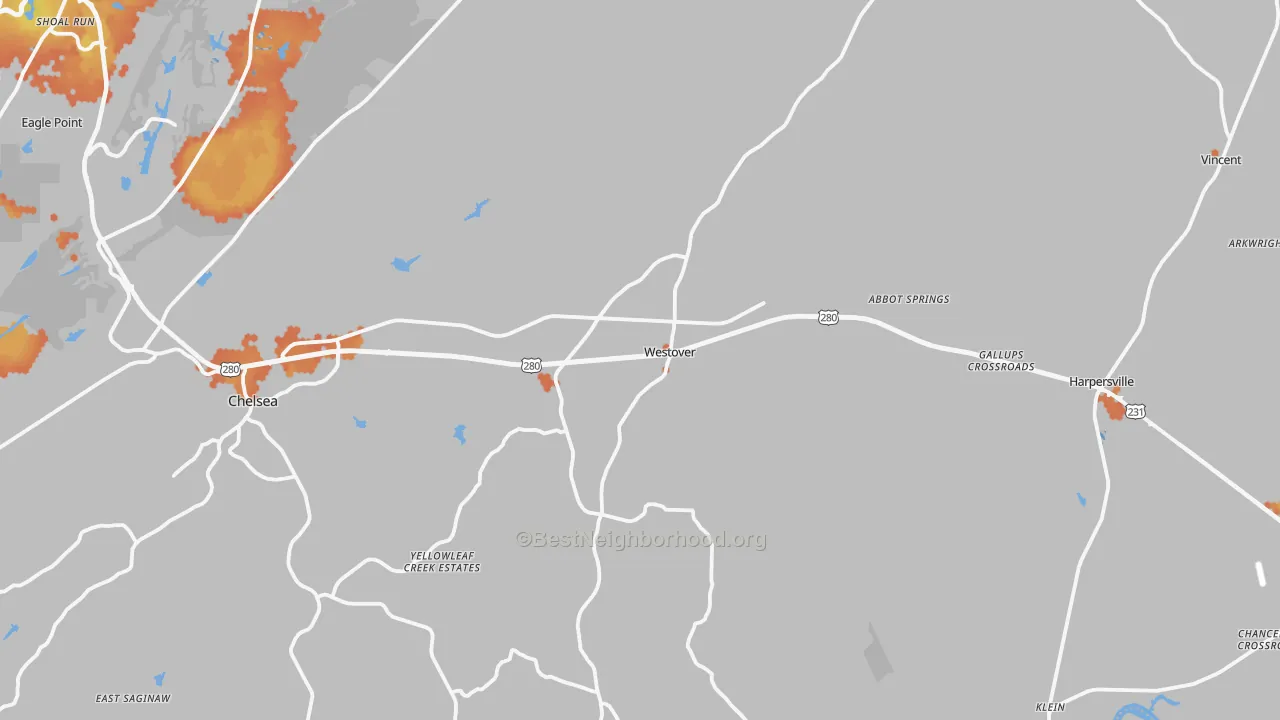 Bike Grade map of Westover, AL