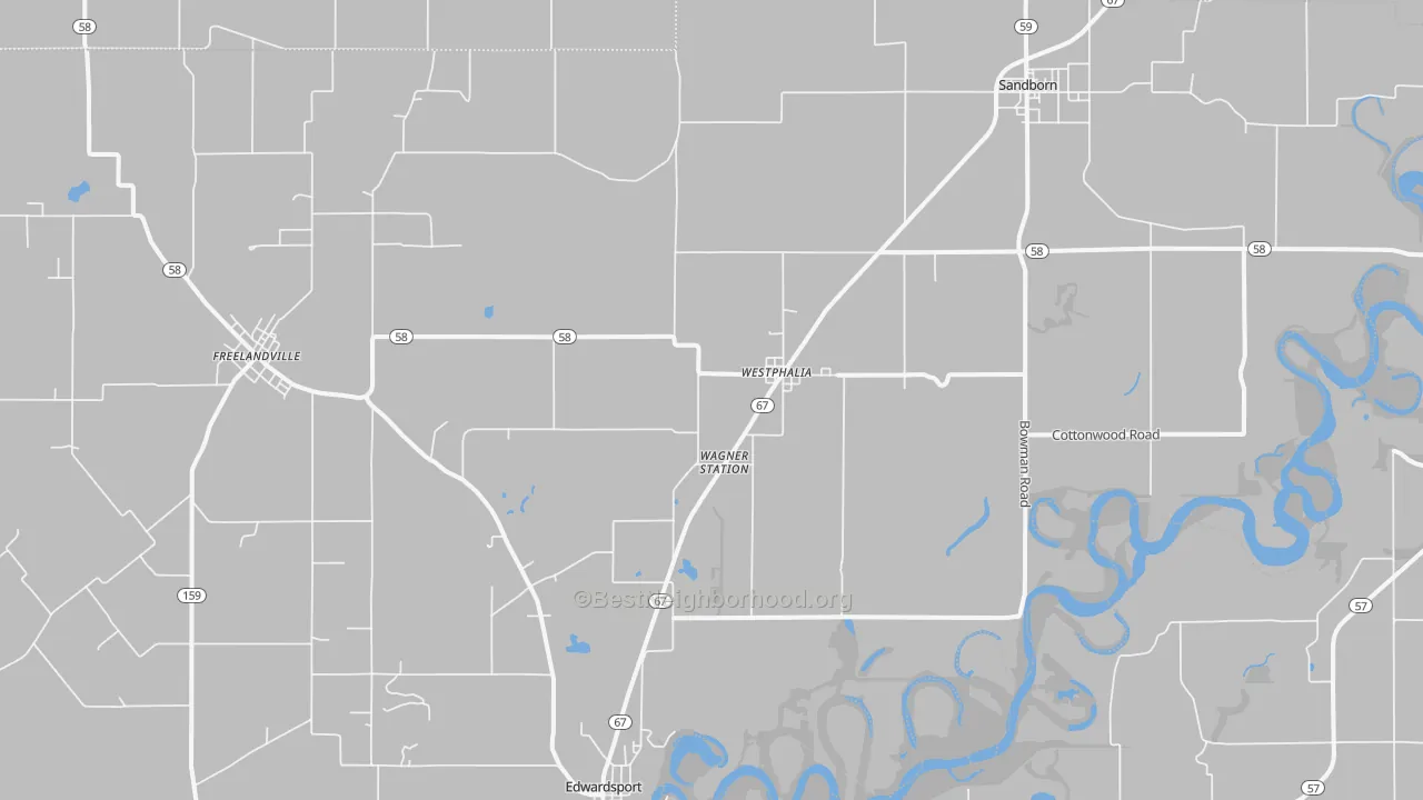 Bike Grade map of Westphalia, IN