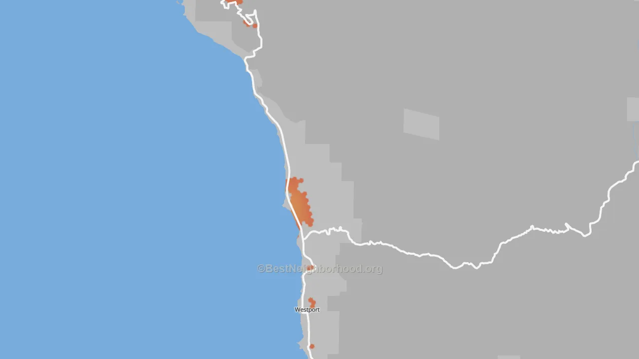 Bike Grade map of Westport, CA