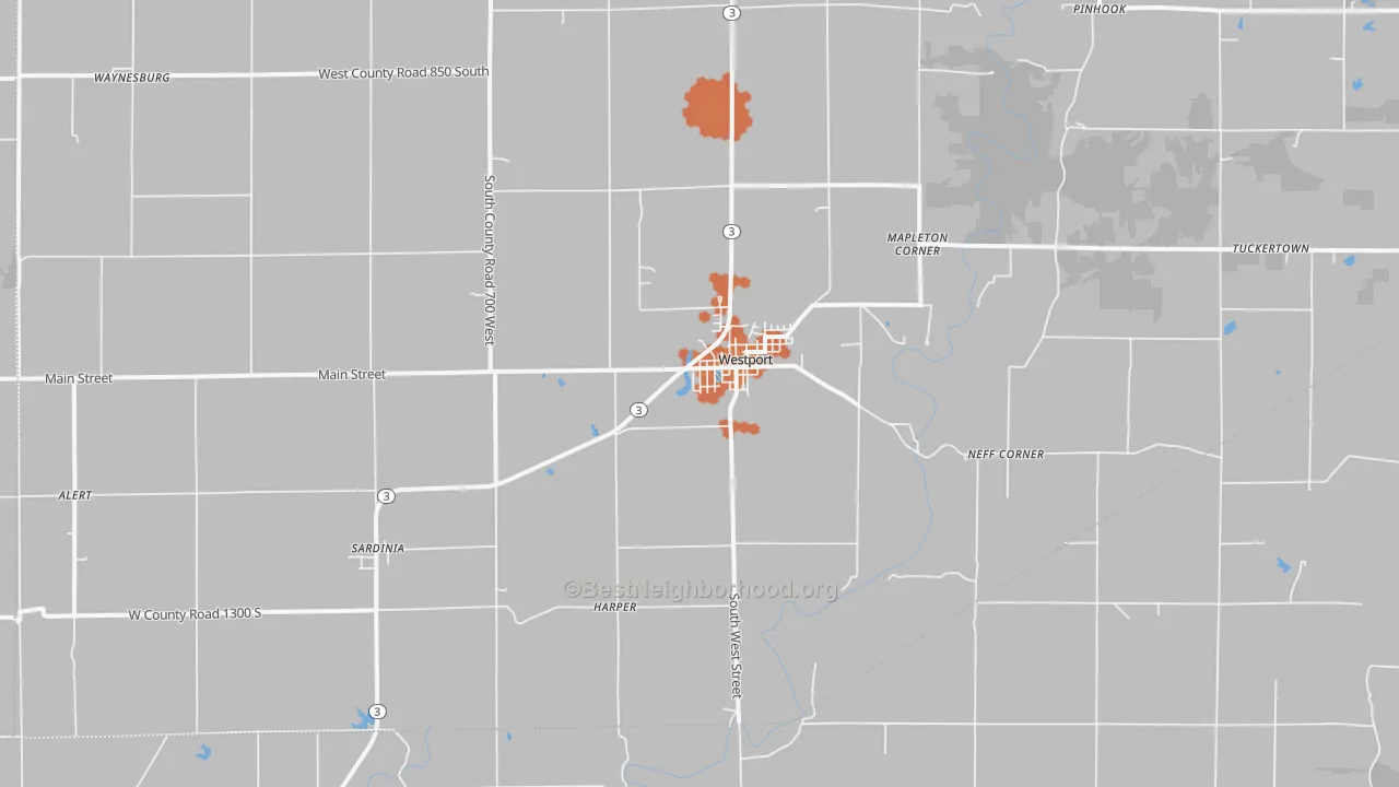 Bike Grade map of Westport, IN