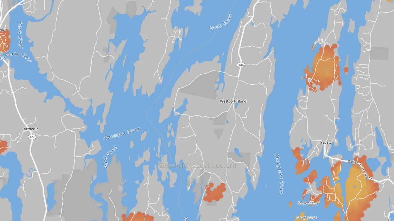 Bike Grade map of Westport, ME