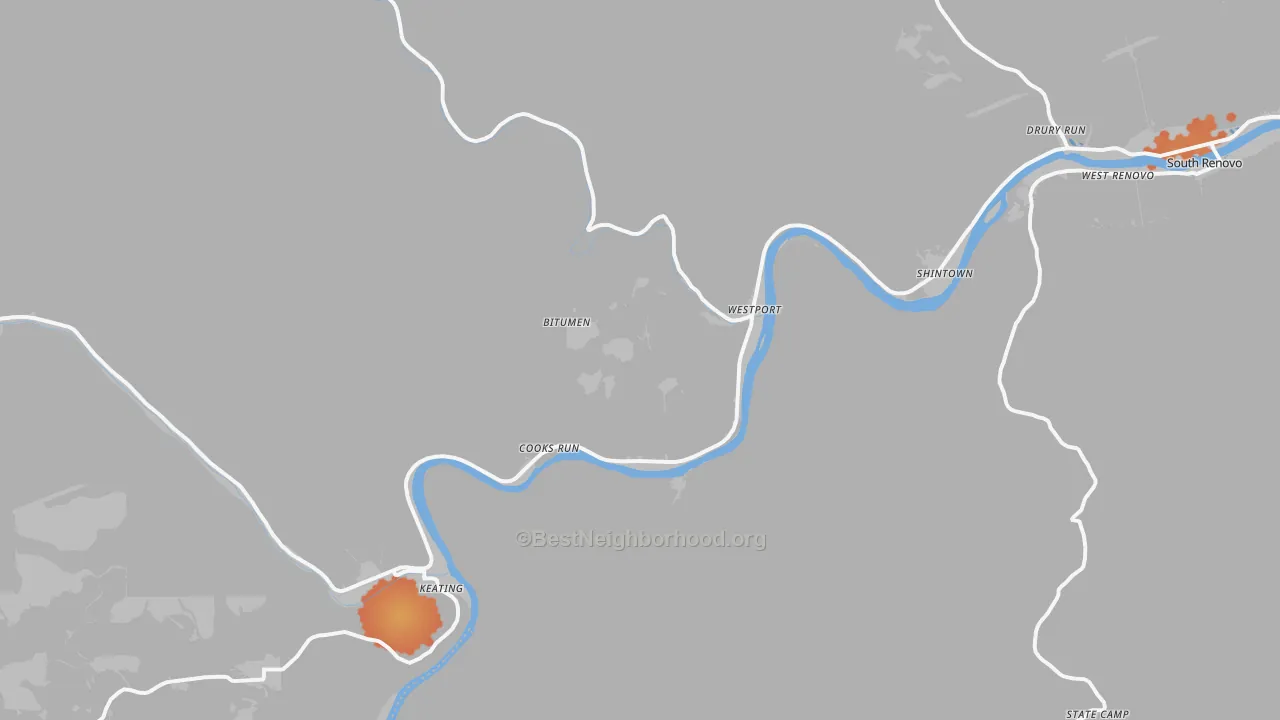 Bike Grade map of Westport, PA