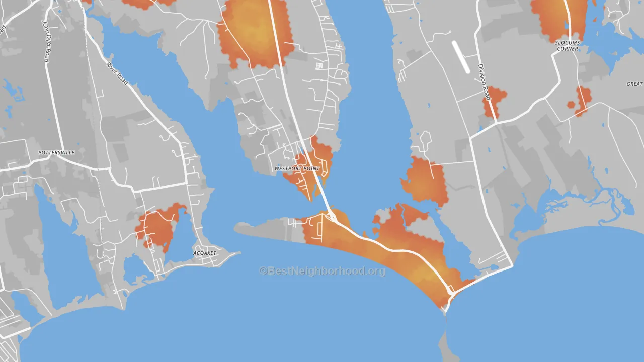 Bike Grade map of Westport Point, MA