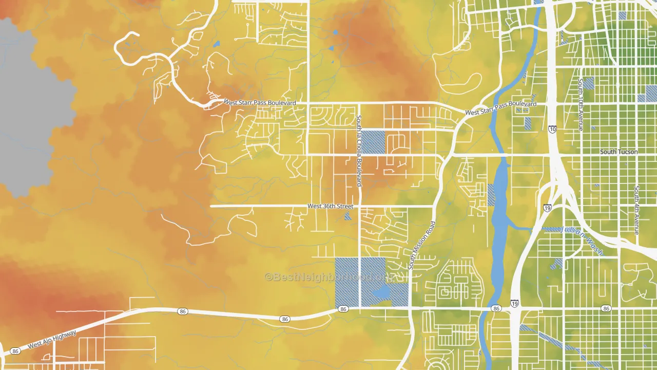 Bike Grade map of Westside Development, Tucson, AZ