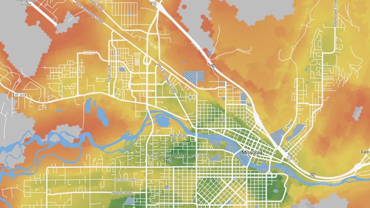 Bike Grade map of Westside, Missoula, MT