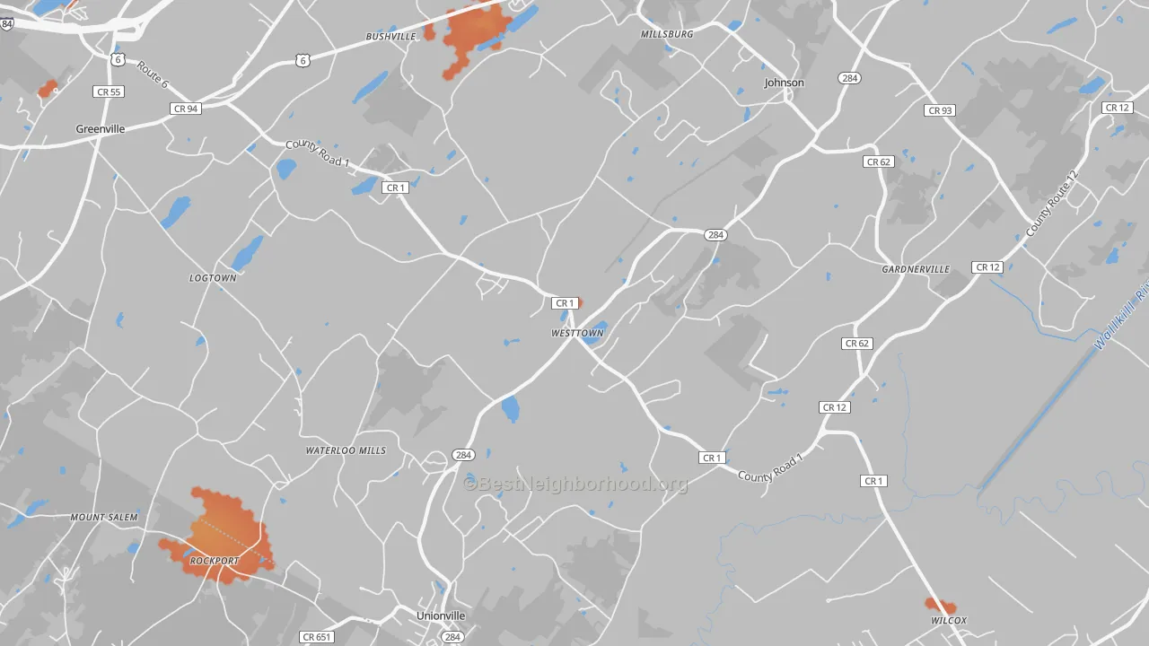 Bike Grade map of Westtown, NY