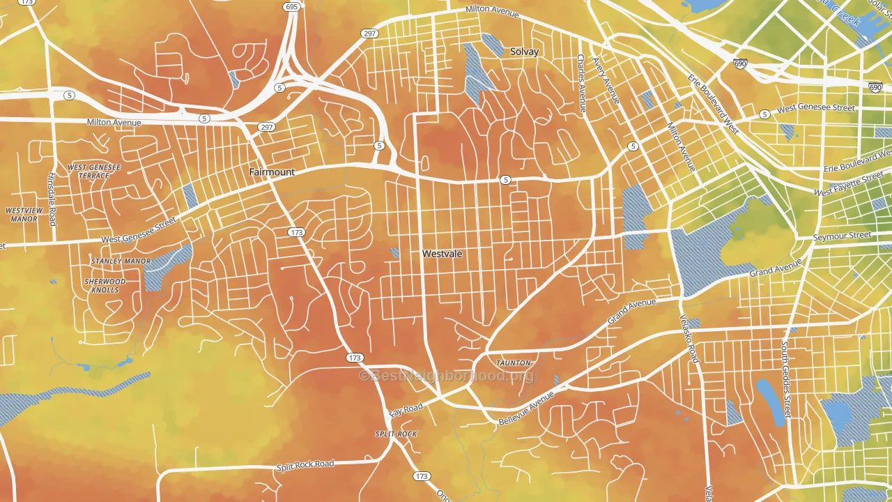 Bike Grade map of Westvale, NY