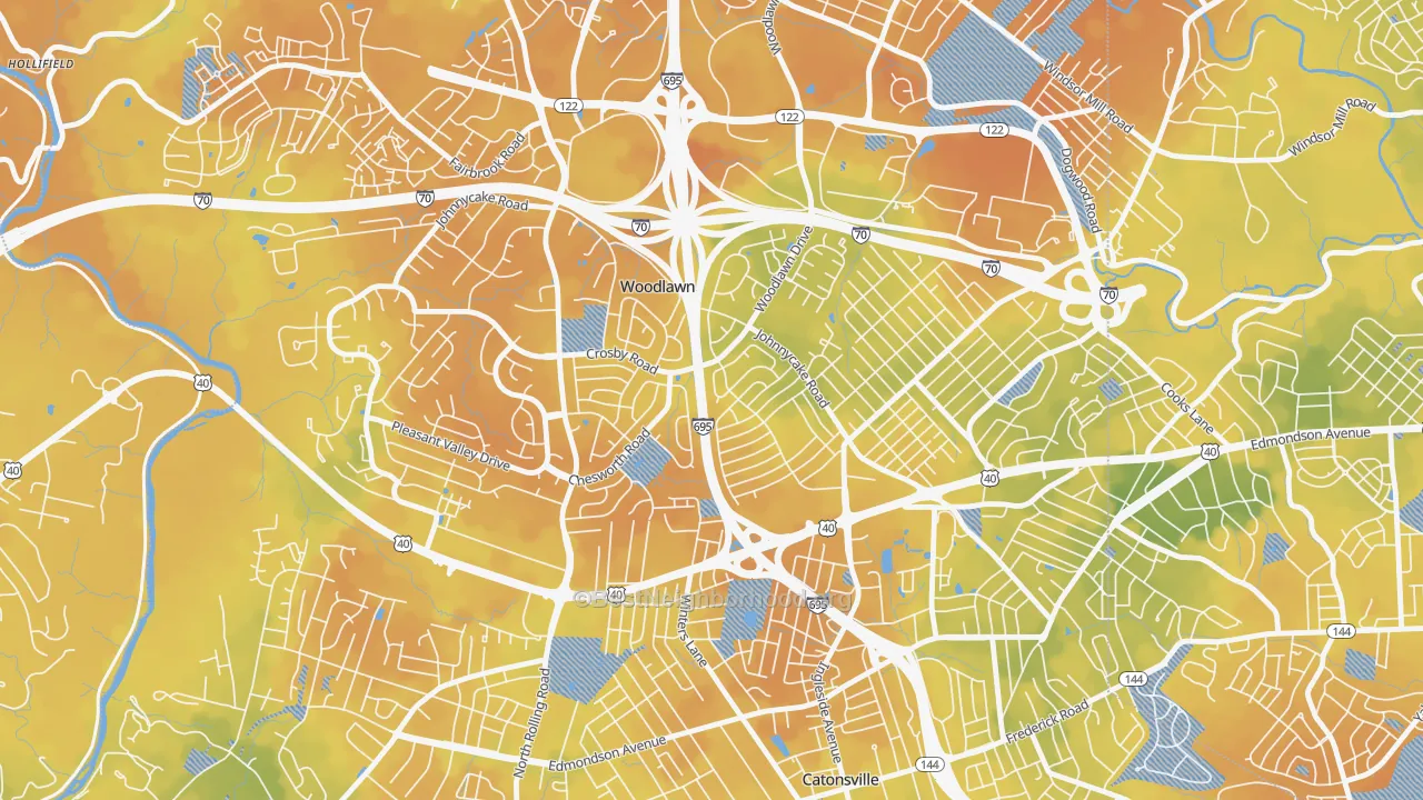 Bike Grade map of Westview Park, Woodlawn, MD