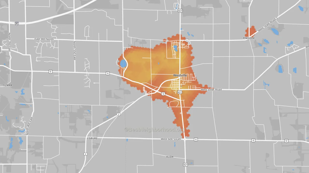 Bike Grade map of Westville, IN