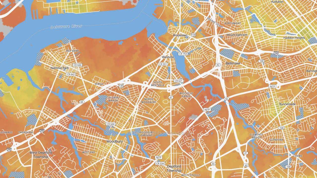 Bike Grade map of Westville, NJ