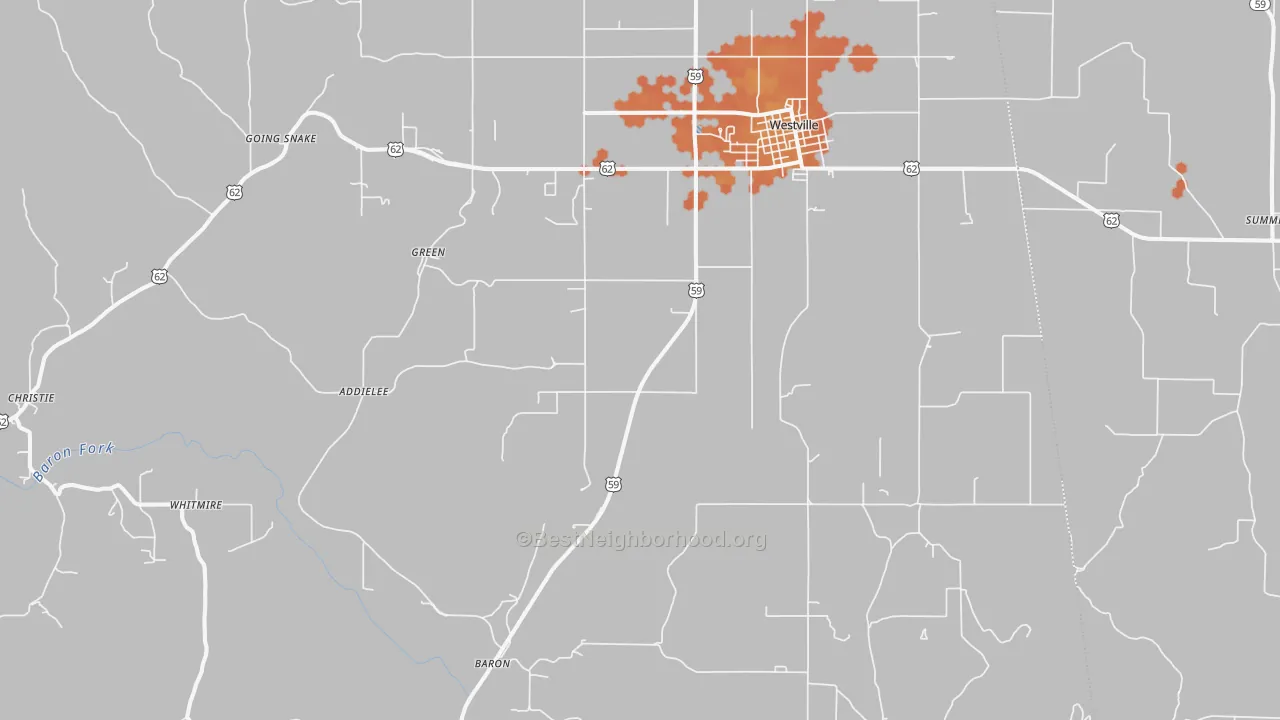 Bike Grade map of Westville, OK