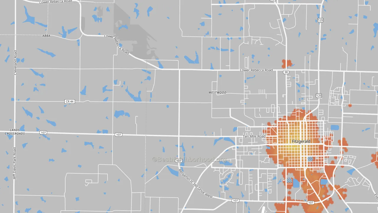 Bike Grade map of Westwood, GA