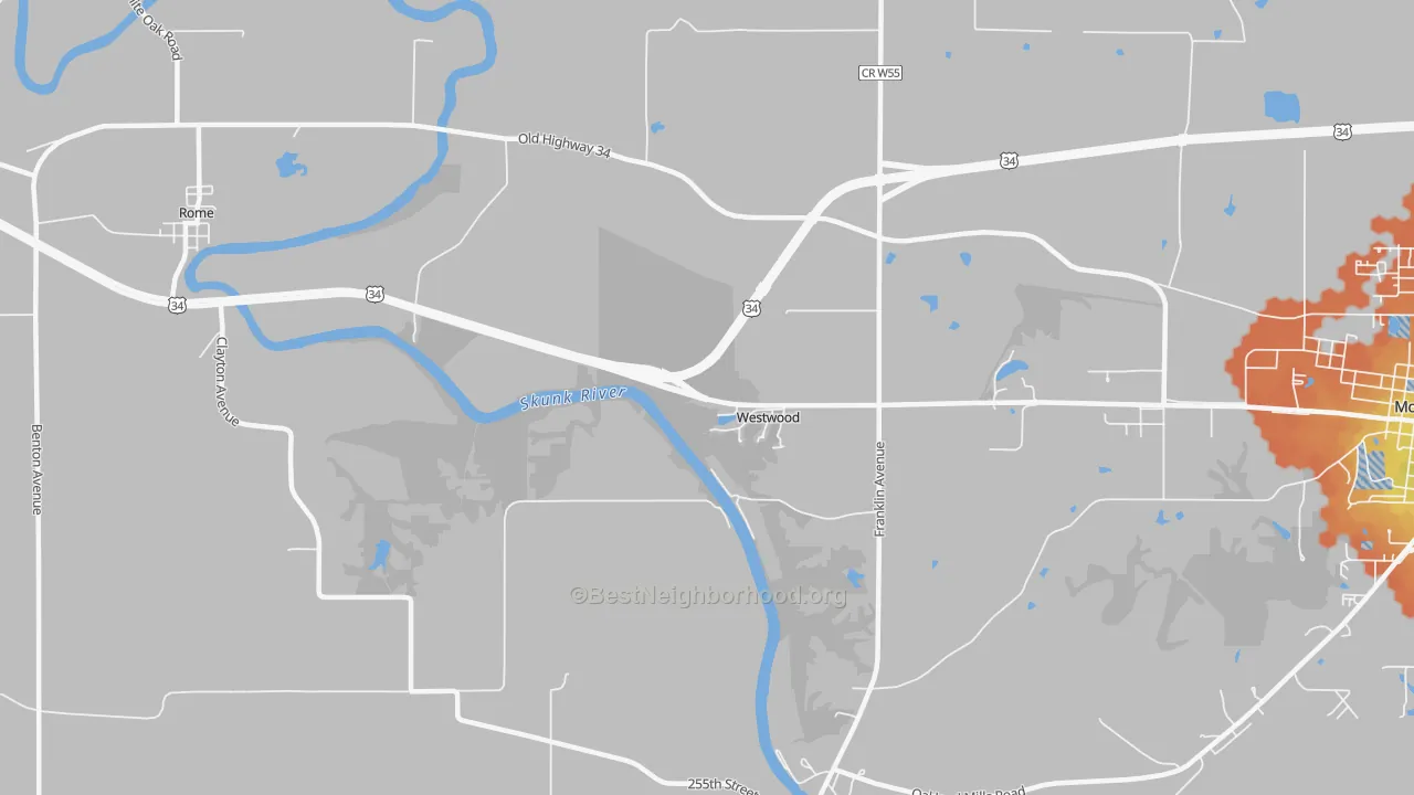 Bike Grade map of Westwood, IA