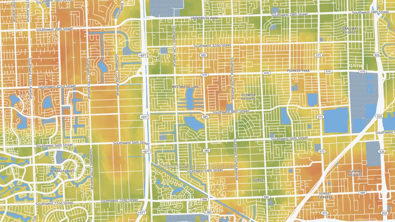 Bike Grade map of Westwood Lakes, FL