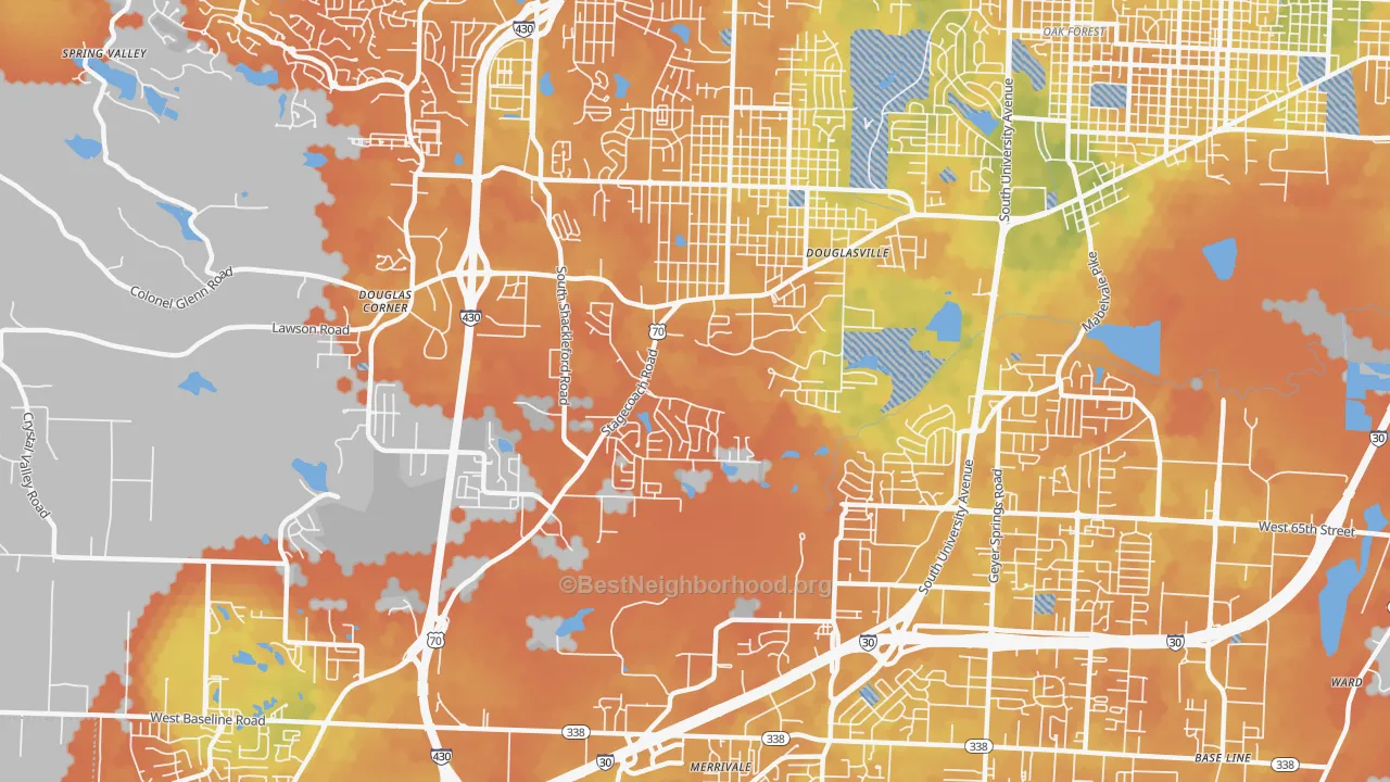 Bike Grade map of Westwood, Little Rock, AR