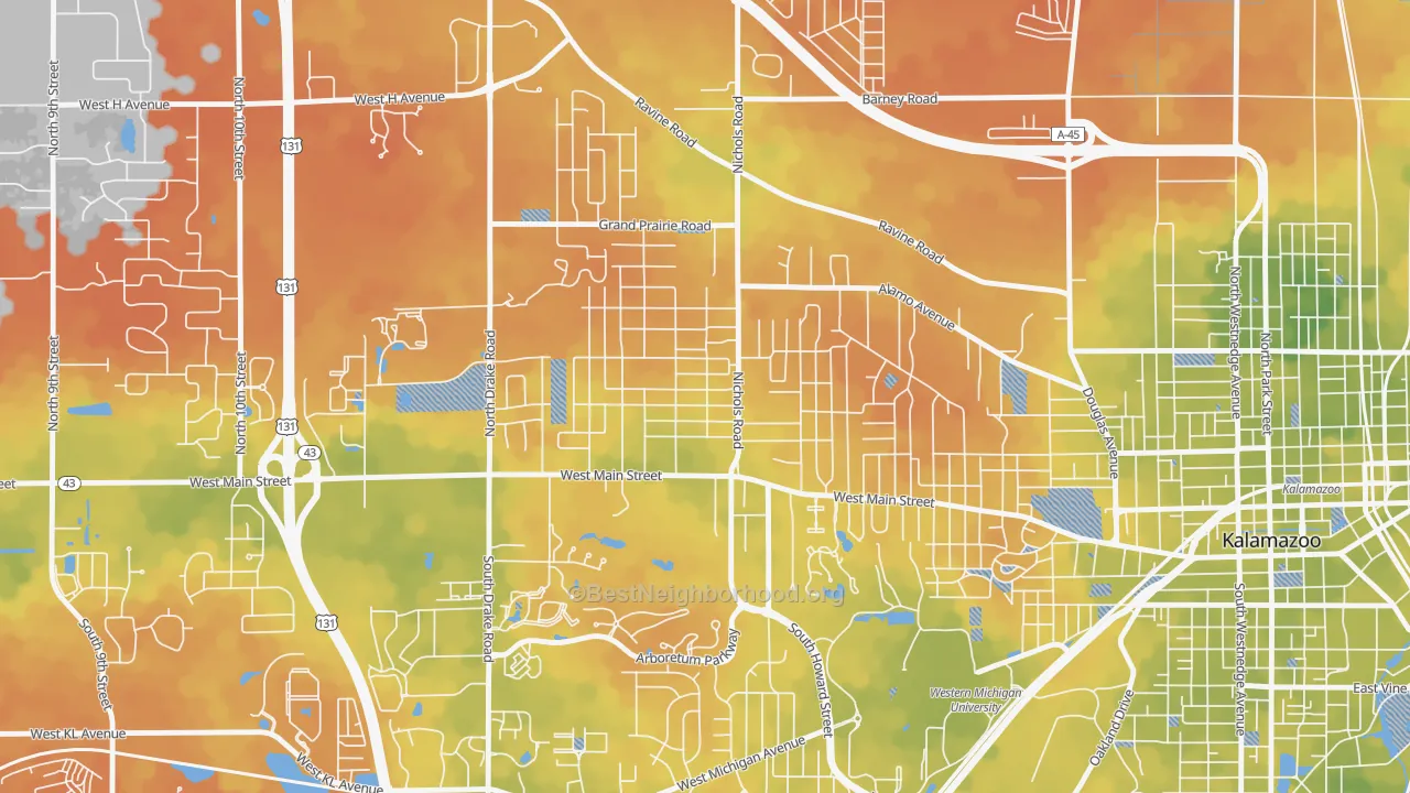 Bike Grade map of Westwood, MI