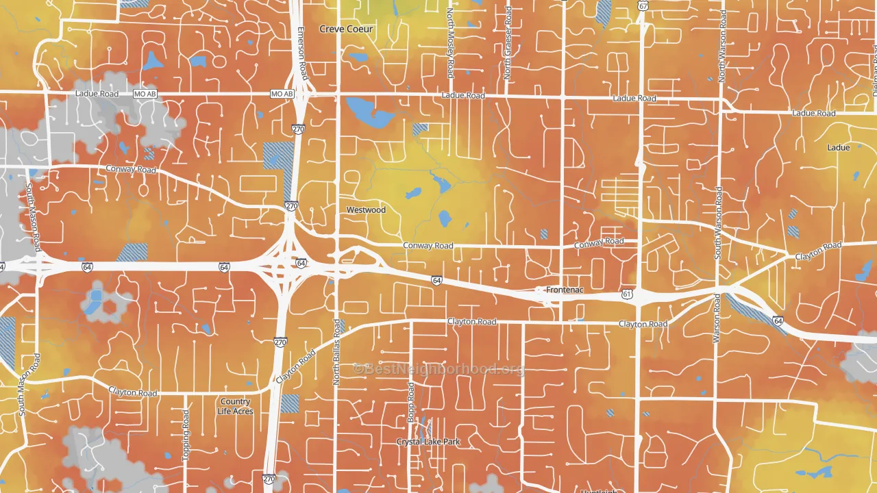 Bike Grade map of Westwood, MO