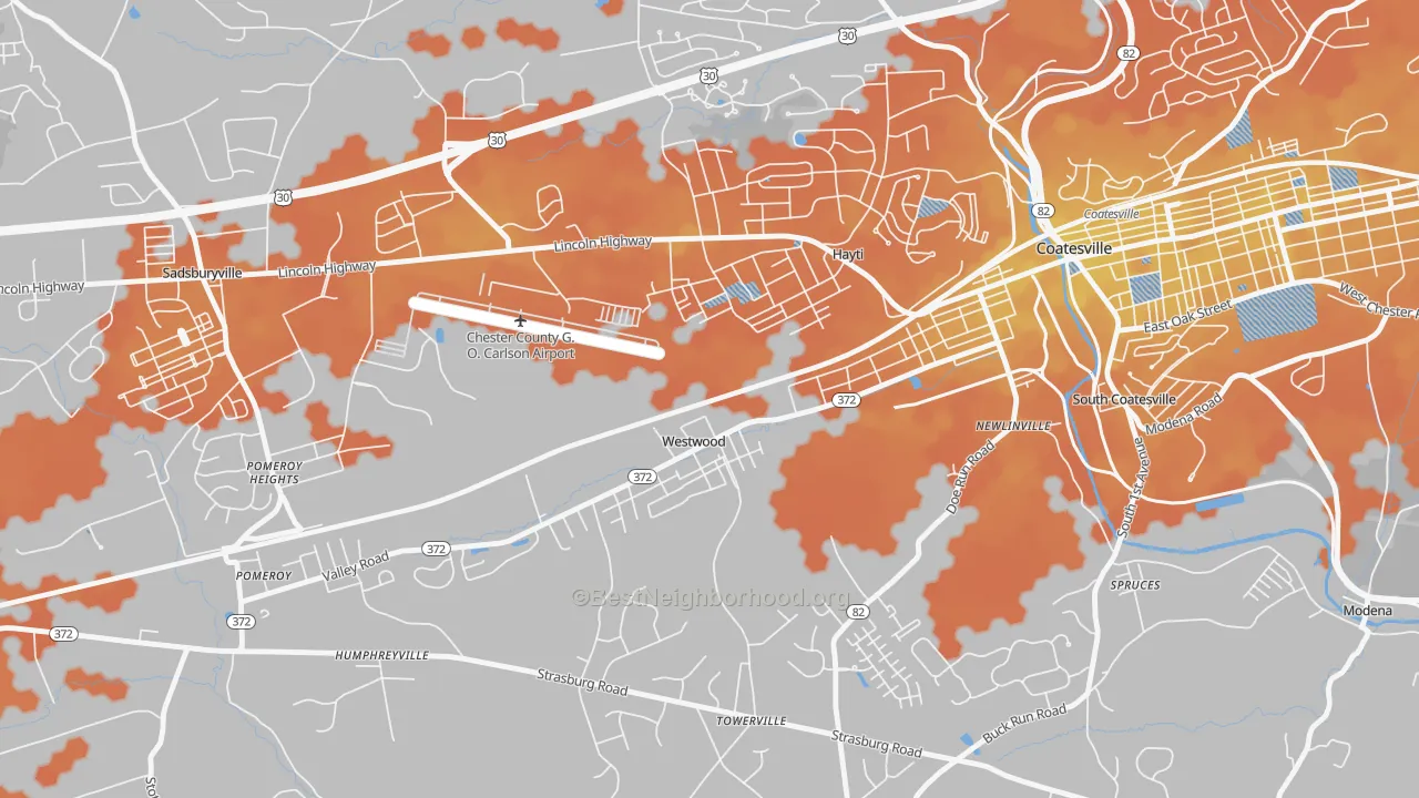 Bike Grade map of Westwood, PA