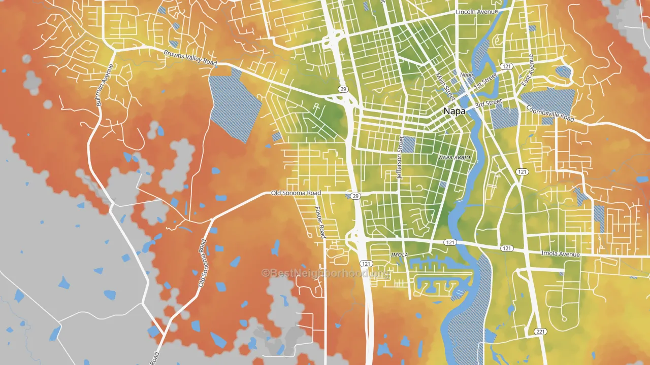 Bike Grade map of Westwood-San Francisco, Napa, CA