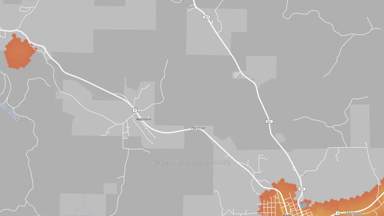 Bike Grade map of Wetmore, PA