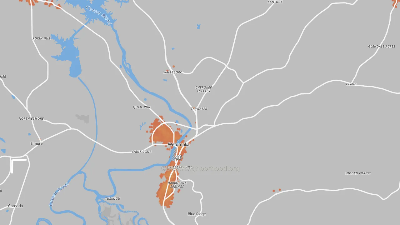 Bike Grade map of Wetumpka, AL